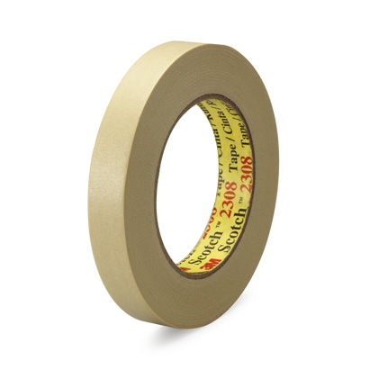 3M™ Masking Tape 2307, Tan, 36 mm x 55 m, 5.2 mil, 24 Roll/Case - ServCorp  Inc