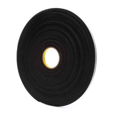 3M 4508 Single Coated Foam Tape Black 0.5 in x 36 yd Roll