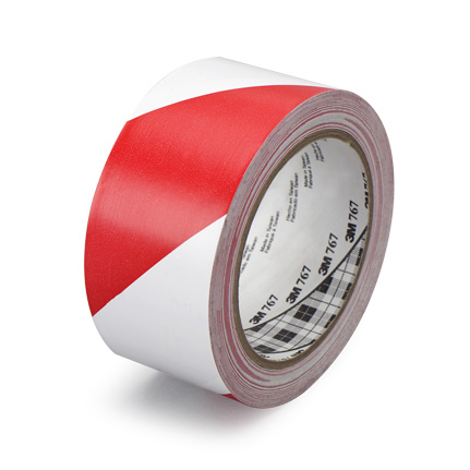 3M 767 Hazard Warning Tape Red-White 2 in x 36 yd Roll