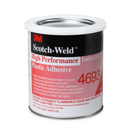 3M 4693 High Performance Industrial Plastic Adhesive Clear 1 qt Can