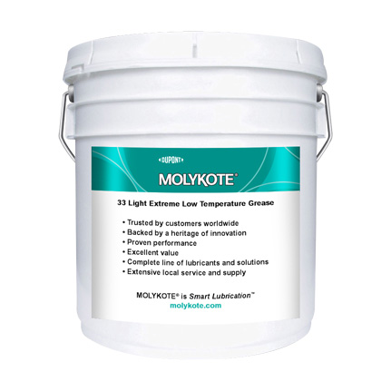 DuPont MOLYKOTE® 33 Extreme Low Temperature Bearing Grease, Medium, Off-White 3.6 kg Pail