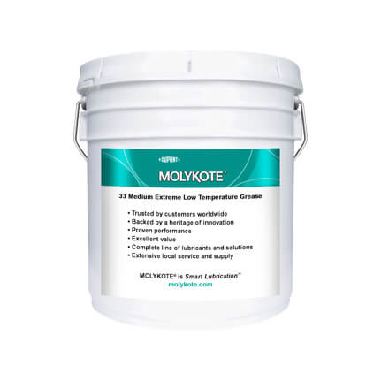 DuPont MOLYKOTE® 33 Extreme Low Temperature Bearing Grease, Light, Off-White 3.6 kg Pail
