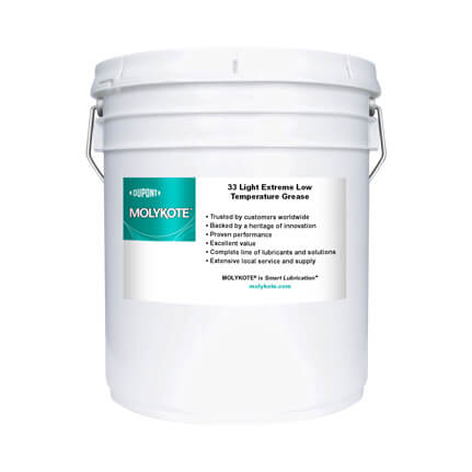 DuPont MOLYKOTE® 33 Extreme Low Temperature Bearing Grease, Light, Off-White 18 kg Pail