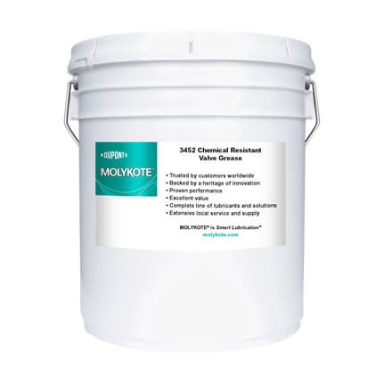 DuPont MOLYKOTE® 3452 Chemical Resistant Valve Lubricant White 18.1 kg Pail