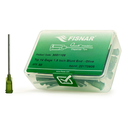Fisnar QuantX™ 8001105 Straight Blunt End Needle Olive 1.5 in x 14 ga