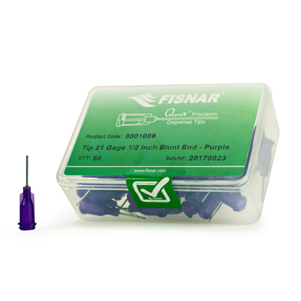 Fisnar QuantX™ 8001089 Straight Stainless Steel Dispensing Tip Purple 0.5 in x 21 ga