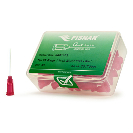 Fisnar QuantX™ 8001102 Straight Blunt End Needle Red 1 in x 25 ga