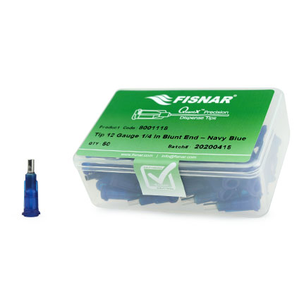Fisnar QuantX™ 8001118 Straight Blunt End Needle Navy Blue 0.25 in x 12 ga
