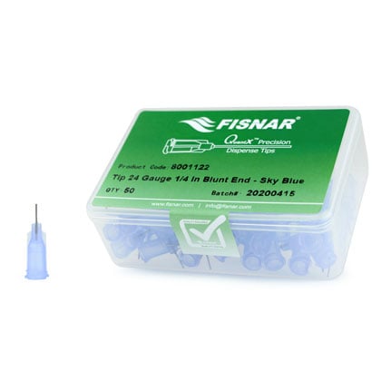 Fisnar QuantX™ 8001122 Straight Blunt End Needle Sky Blue 0.25 in x 24 ga