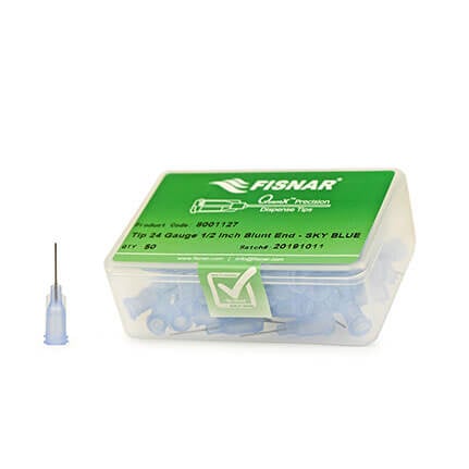 Fisnar QuantX™ 8001127 Straight Blunt End Needle Sky Blue 0.5 in x 24 ga