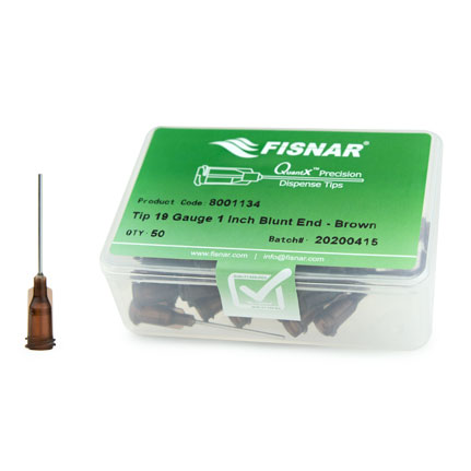 Fisnar QuantX™ 8001134 Straight Blunt End Needle Brown 1 in x 19 ga