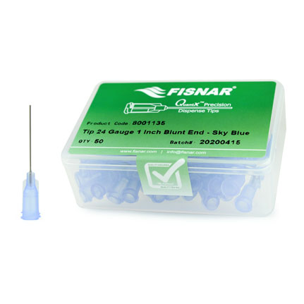 Fisnar QuantX™ 8001135 Straight Blunt End Needle Sky Blue 1 in x 24 ga