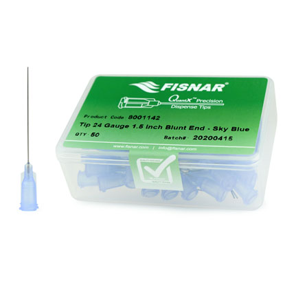 Fisnar QuantX™ 8001142 Straight Blunt End Needle Sky Blue 1.5 in x 24 ga