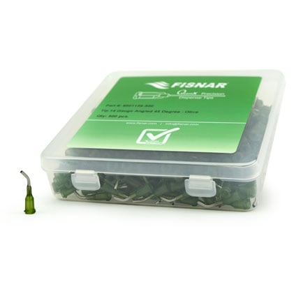 Fisnar QuantX™ 8001156-500 45° Angled Blunt End Needle Olive 0.5 in x 14 ga