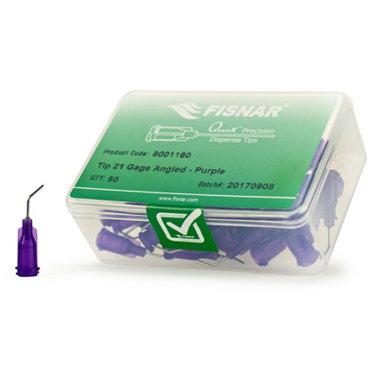 Fisnar QuantX™ 8001160 45° Angled Blunt End Needle Purple 0.5 in x 21 ga
