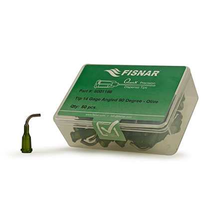 Fisnar QuantX™ 8001166 90° Angled Blunt End Needle Olive 0.5 in x 14 ga