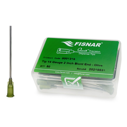 Fisnar QuantX™ 8001316 Straight Blunt End Needle Olive 2 in x 14 ga