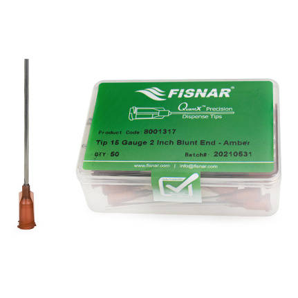 Fisnar QuantX™ 8001317 Straight Blunt End Needle Amber 2 in x 15 ga