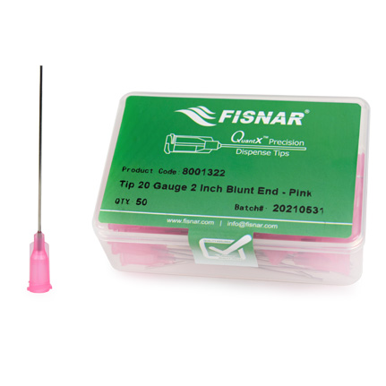 Fisnar QuantX™ 8001322 Straight Blunt End Needle Pink 2 in x 20 ga