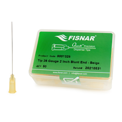 Fisnar QuantX™ 8001328 Straight Blunt End Needle Beige 2 in x 26 ga