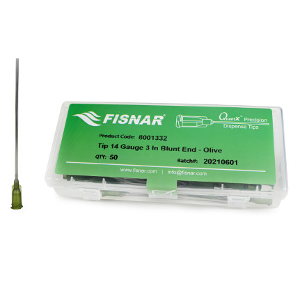 Fisnar QuantX™ 8001332 Straight Blunt End Needle Olive 3 in x 14 ga