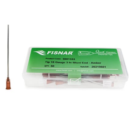 Fisnar QuantX™ 8001333 Straight Blunt End Needle Amber 3 in x 15 ga