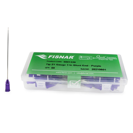 Fisnar QuantX™ 8001339 Straight Blunt End Needle Purple 3 in x 21 ga