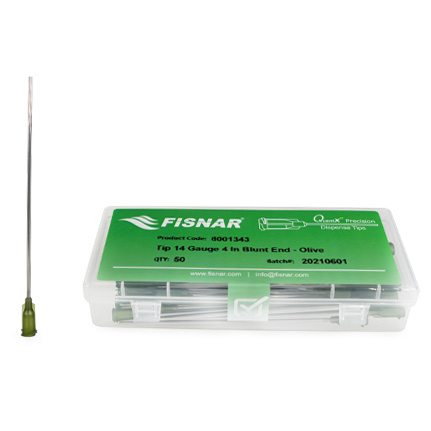 Fisnar QuantX™ 8001343 Straight Blunt End Needle Olive 4 in x 14 ga