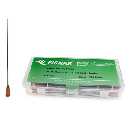 Fisnar QuantX™ 8001344 Straight Blunt End Needle Amber 4 in x 15 ga