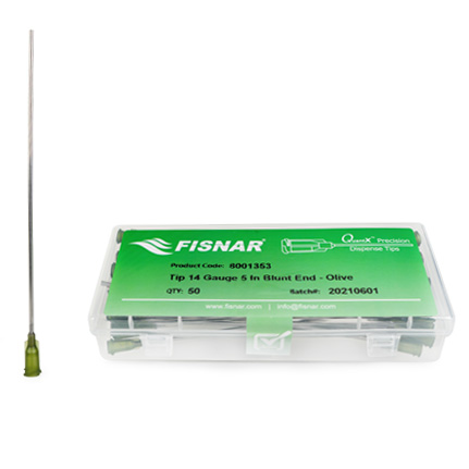 Fisnar QuantX™ 8001353 Straight Blunt End Needle Olive 5 in x 14 ga