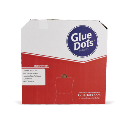 Glue Dots XD21-404 Medium Tack Adhesive Low Profile Clear 0.5 in Roll