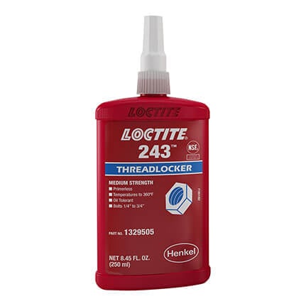 LOCTITE 243 Threadlocker for Automotive: Medium-Strength, Oil Tolerant,  High-Temperature, Anaerobic, General Purpose | Blue, 6 ml Red Tube (PN