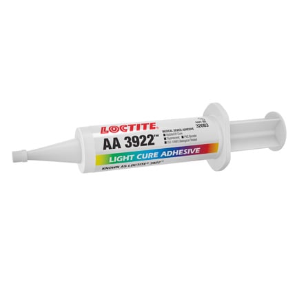 Henkel Loctite AA 3922 Light Cure Medical Device Adhesive Clear 25 mL Syringe