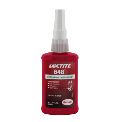 Henkel Loctite 648 Retaining Compound Press Fit Green 50 mL Bottle