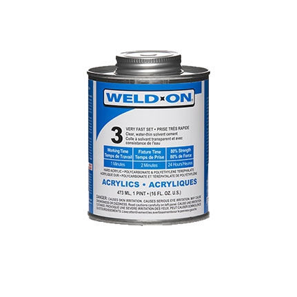 IPS Adhesives Weld-On 3 Acrylic Plastic Cement, Solvent Based Adhesive Clear 1 pt Can