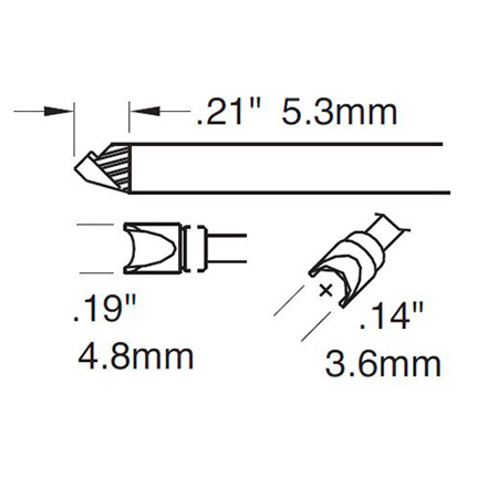 OKi STTC-197 Grooved Semi-Rigid Coax Tip 4.8 mm x 5.3 mm