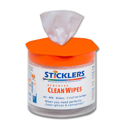 MicroCare Sticklers® Benchtop CleanWipes® Fiber Optic Wipes, Mini-Tub of 90