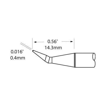 OKi PTTC-701B Bent Tweezer Tip 0.4 mm x 14.3 mm